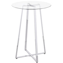 Silver Glass Bar Table – Contemporary Round High Top Cocktail Table