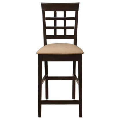 Wood Counter Stools Set of 2, Lattice Back Dining Chairs, Chestnut Finish
