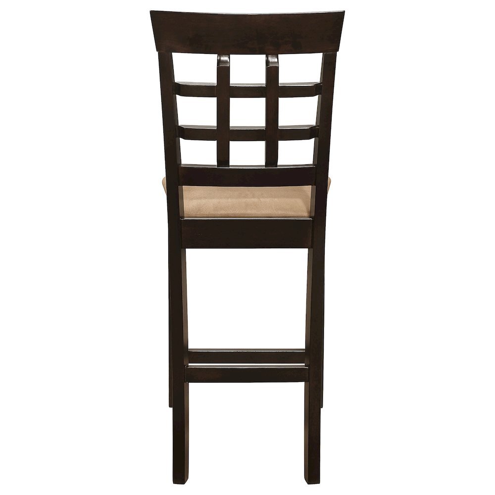 Wood Counter Stools Set of 2, Lattice Back Dining Chairs, Chestnut Finish
