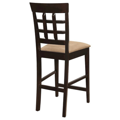 Wood Counter Stools Set of 2, Lattice Back Dining Chairs, Chestnut Finish