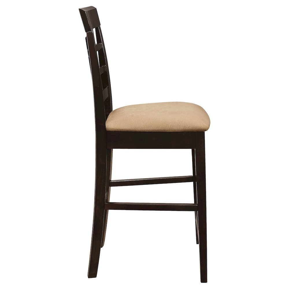 Wood Counter Stools Set of 2, Lattice Back Dining Chairs, Chestnut Finish