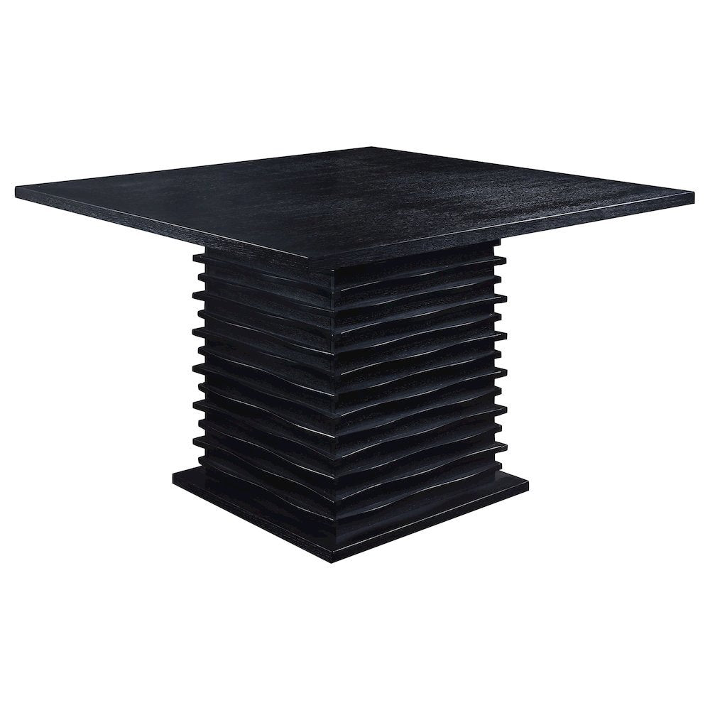 Square Counter Height Dining Table, Black Wood Pedestal Base, Kitchen