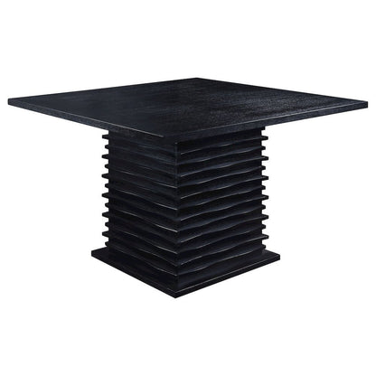 Square Counter Height Dining Table, Black Wood Pedestal Base, Kitchen