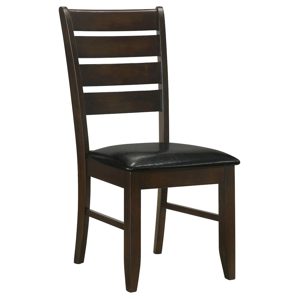 Brown Dining Chair Set of 2, Ladder Back, Upholstered Seat Kitchen Chairs