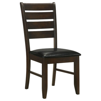 Brown Dining Chair Set of 2, Ladder Back, Upholstered Seat Kitchen Chairs