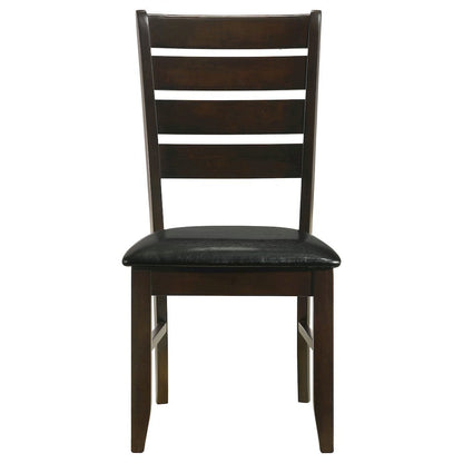Brown Dining Chair Set of 2, Ladder Back, Upholstered Seat Kitchen Chairs