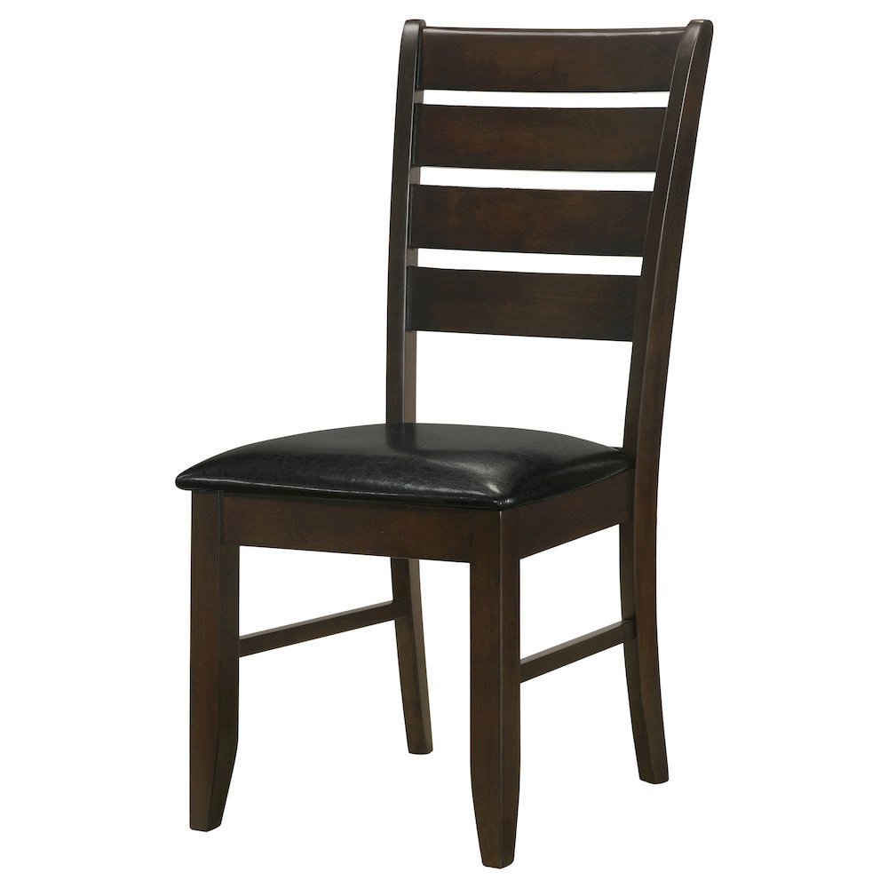 Brown Dining Chair Set of 2, Ladder Back, Upholstered Seat Kitchen Chairs