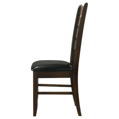 Brown Dining Chair Set of 2, Ladder Back, Upholstered Seat Kitchen Chairs