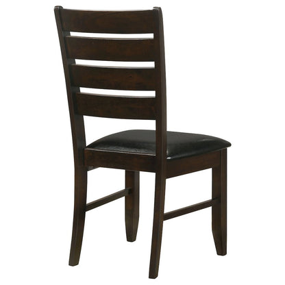 Brown Dining Chair Set of 2, Ladder Back, Upholstered Seat Kitchen Chairs