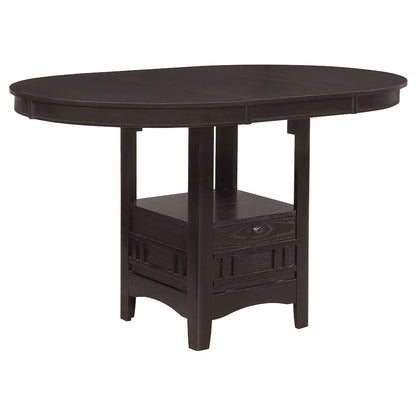 5-Piece Counter Height Dining Set, Espresso Wood, Oval Table with Storage
