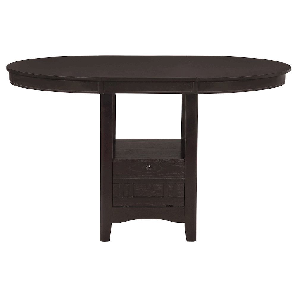 5-Piece Counter Height Dining Set, Espresso Wood, Oval Table with Storage