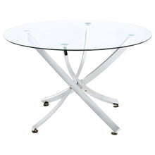 Round 46-Inch Glass Top Dining Table with Chrome Metal Base Silver