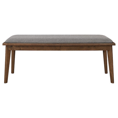 Upholstered Dining Bench with Walnut Wood Frame in Grey and Brown Finish
