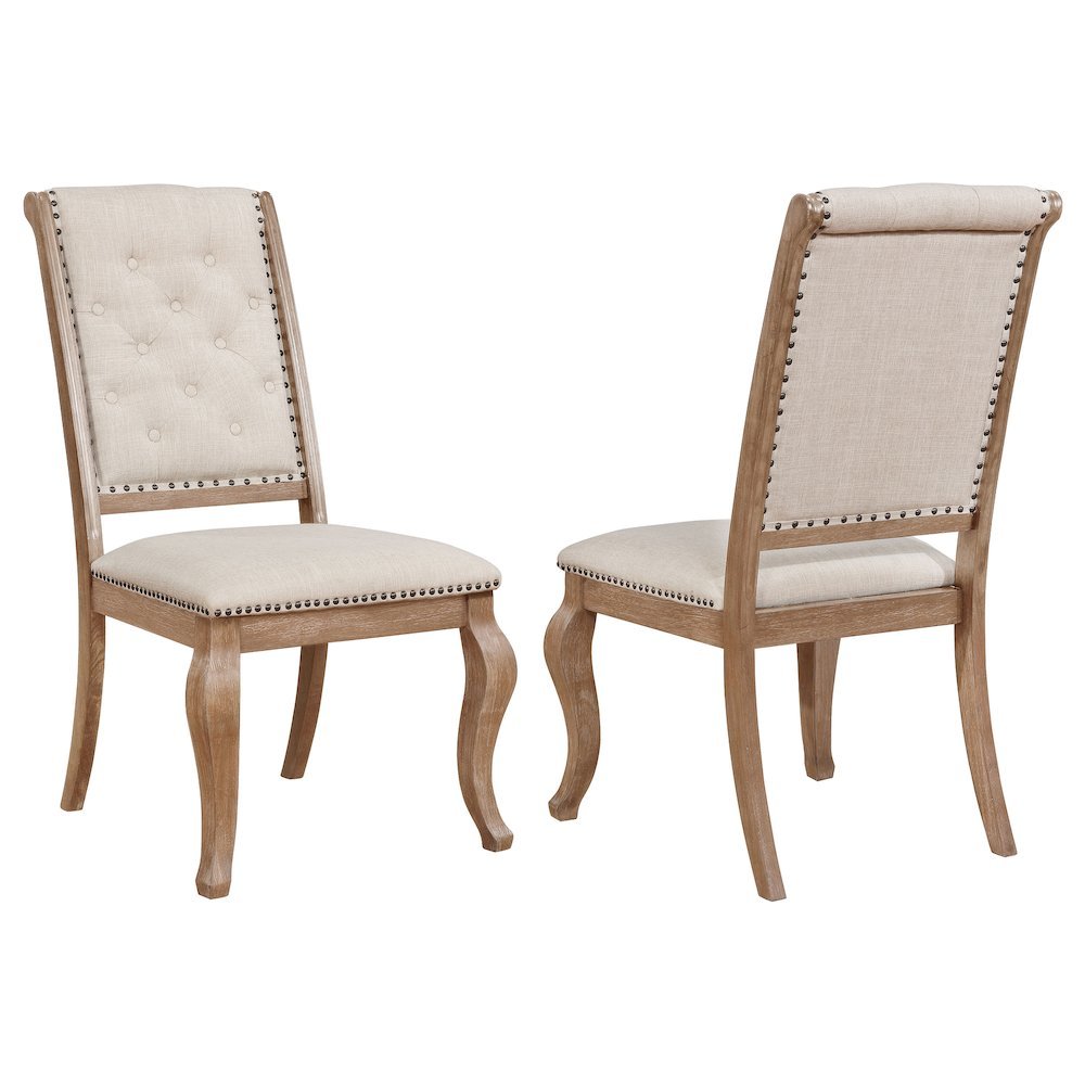 Upholstered Dining Chairs (Set of 2), Button Tufted, Barley Brown