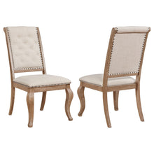 Upholstered Dining Chairs (Set of 2), Button Tufted, Barley Brown