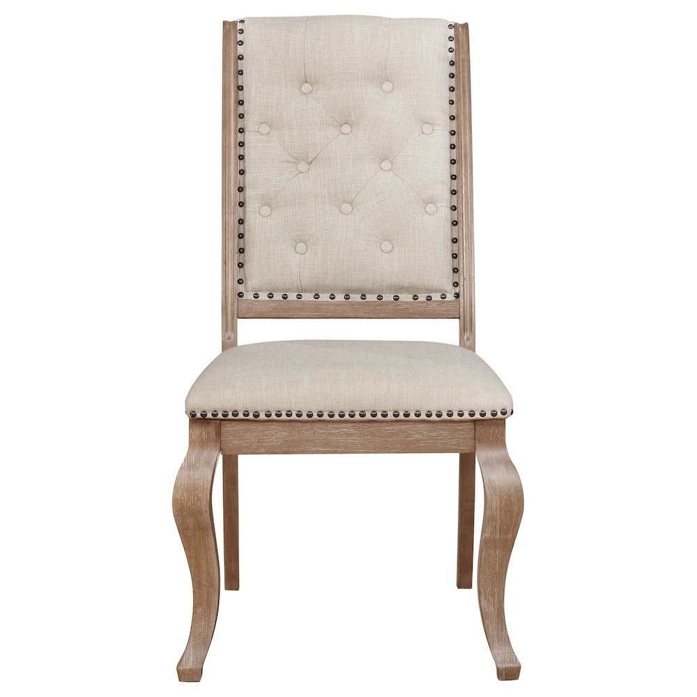 Upholstered Dining Chairs (Set of 2), Button Tufted, Barley Brown