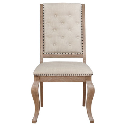 Upholstered Dining Chairs (Set of 2), Button Tufted, Barley Brown