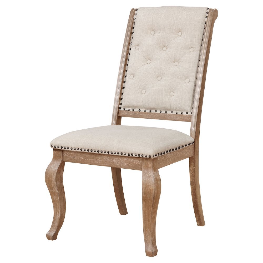 Upholstered Dining Chairs (Set of 2), Button Tufted, Barley Brown