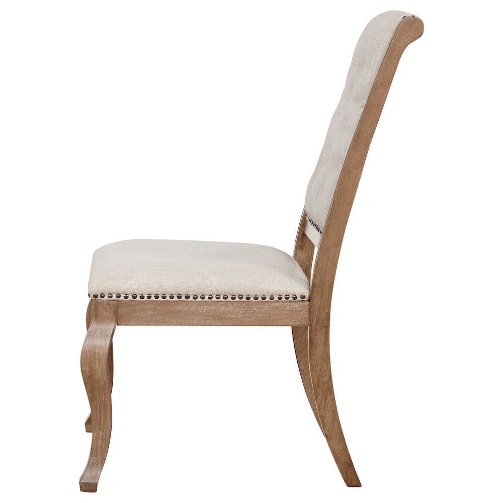 Upholstered Dining Chairs (Set of 2), Button Tufted, Barley Brown