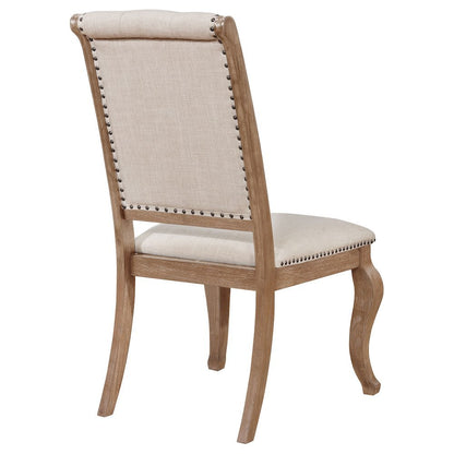 Upholstered Dining Chairs (Set of 2), Button Tufted, Barley Brown