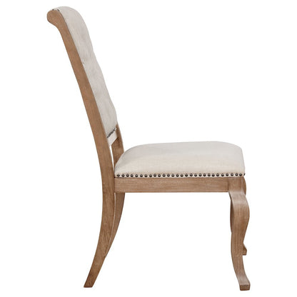 Upholstered Dining Chairs (Set of 2), Button Tufted, Barley Brown