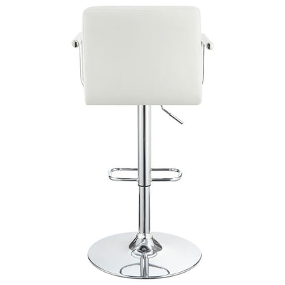 Adjustable Bar Stool, White Faux Leather, Chrome Base, Hydraulic Gas Lift