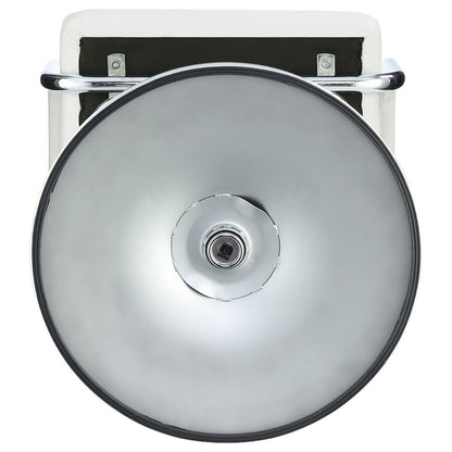 Adjustable Bar Stool, White Faux Leather, Chrome Base, Hydraulic Gas Lift