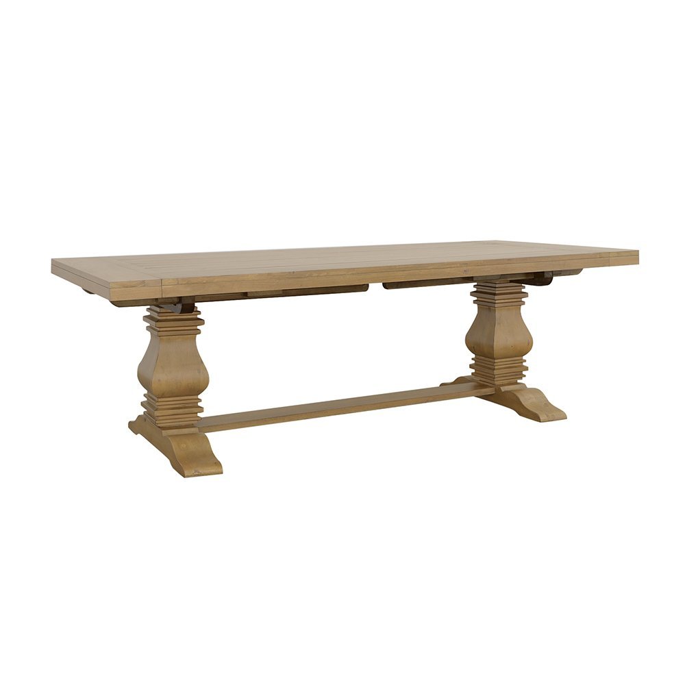 126"-Inch, Solid Wood Extendable Dining Table for 8, Gold Finish, Pine Wood