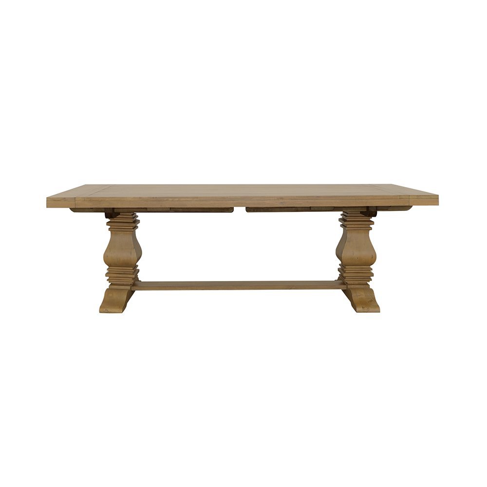126"-Inch, Solid Wood Extendable Dining Table for 8, Gold Finish, Pine Wood
