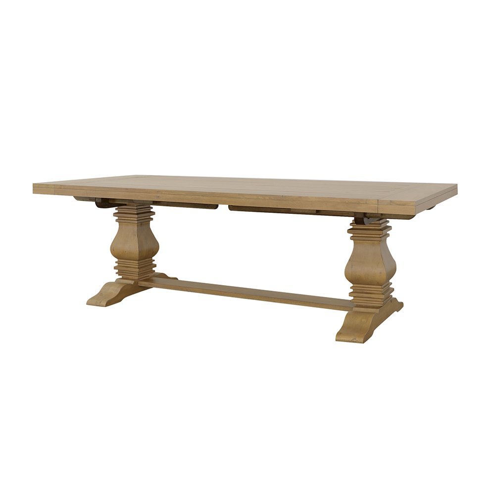 126"-Inch, Solid Wood Extendable Dining Table for 8, Gold Finish, Pine Wood