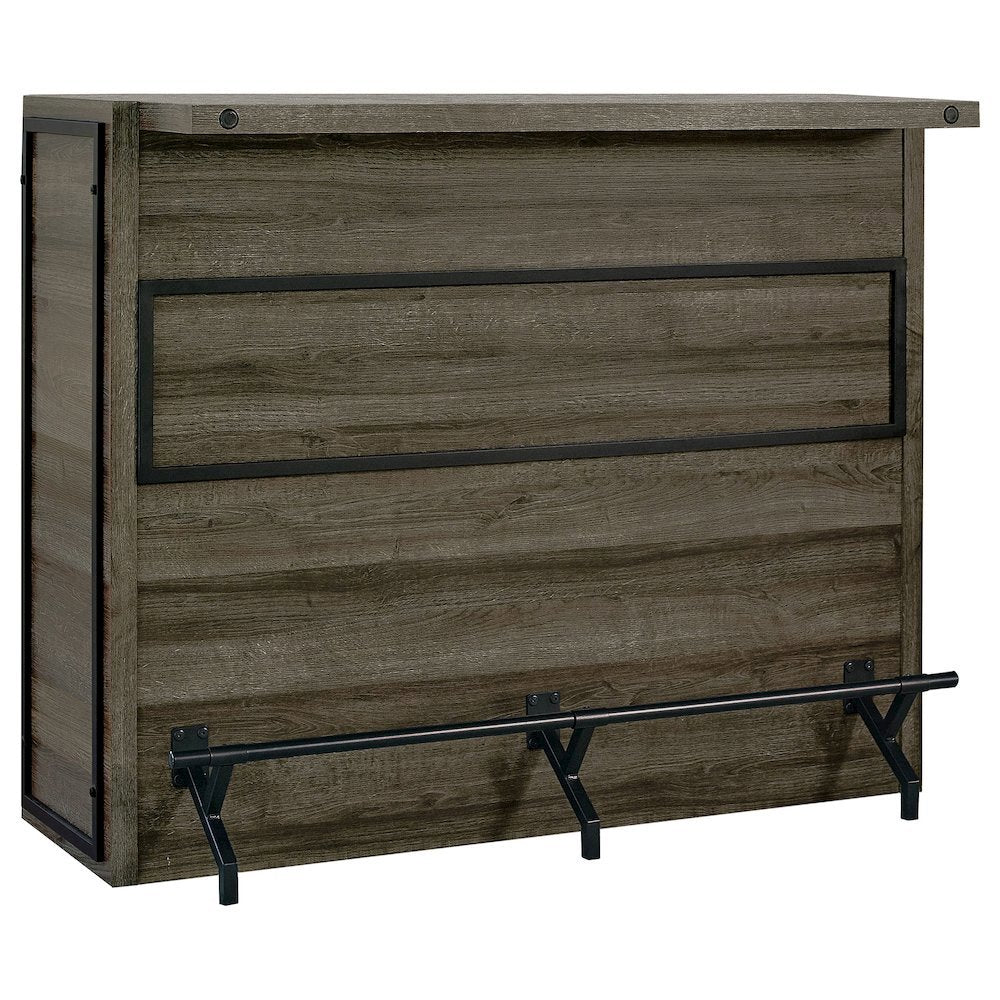5-Shelf Composite Wood Home Bar Wine Cabinet in Aged Oak Finish with Storage
