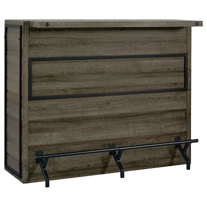 5-Shelf Composite Wood Home Bar Wine Cabinet in Aged Oak Finish with Storage
