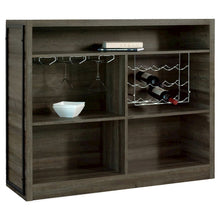 5-Shelf Composite Wood Home Bar Wine Cabinet in Aged Oak Finish with Storage