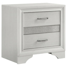 White Bedroom Nightstand with Crystal Finish and Contemporary Style