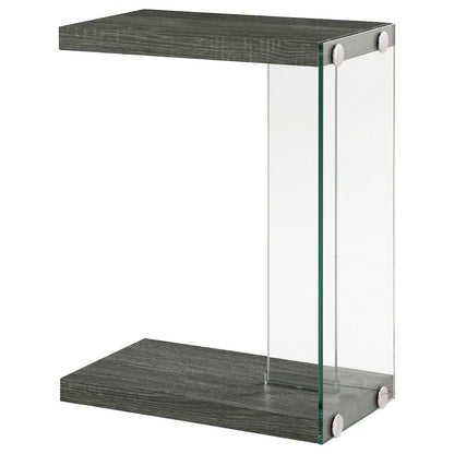 C-Shaped Side Table, Weathered Grey, Contemporary Snack Table