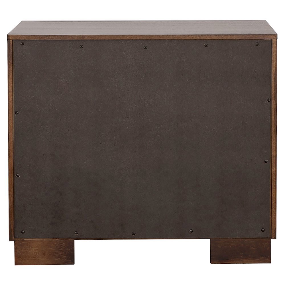 2-Drawer Cappuccino Nightstand - Sleek Metal Pulls and Compact Bedroom Storage