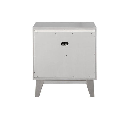 Gray Nightstand with Two Storage Drawers, Wood Bedroom Furniture, Modern Accent