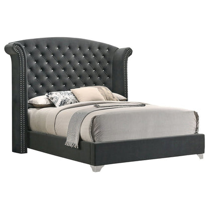 Upholstered Queen Wingback Bed Grey
