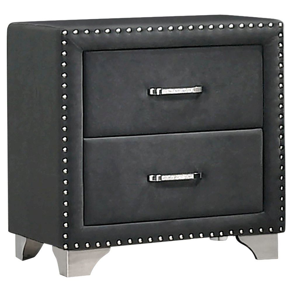 Upholstered 2-drawer Nightstand Grey