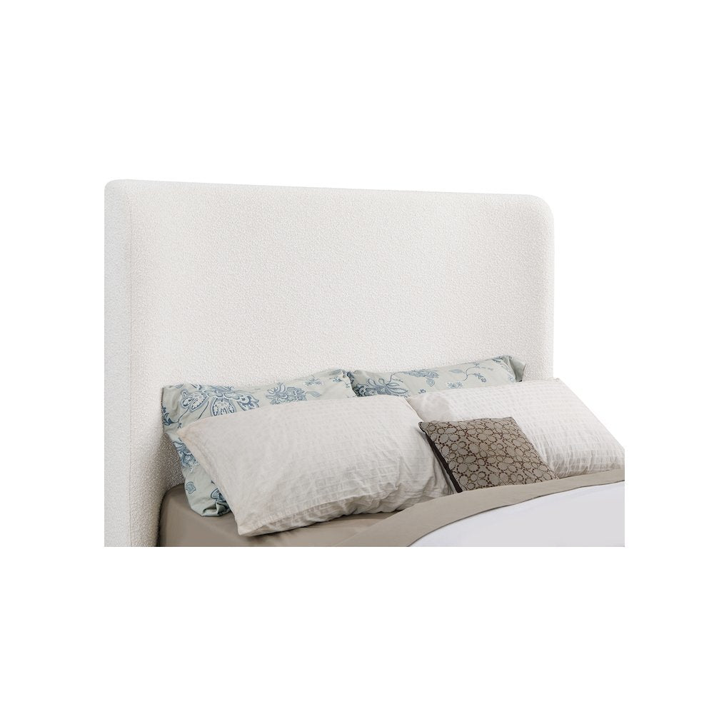 Beige King Bed - Upholstered Bed Frame with Sleigh Design