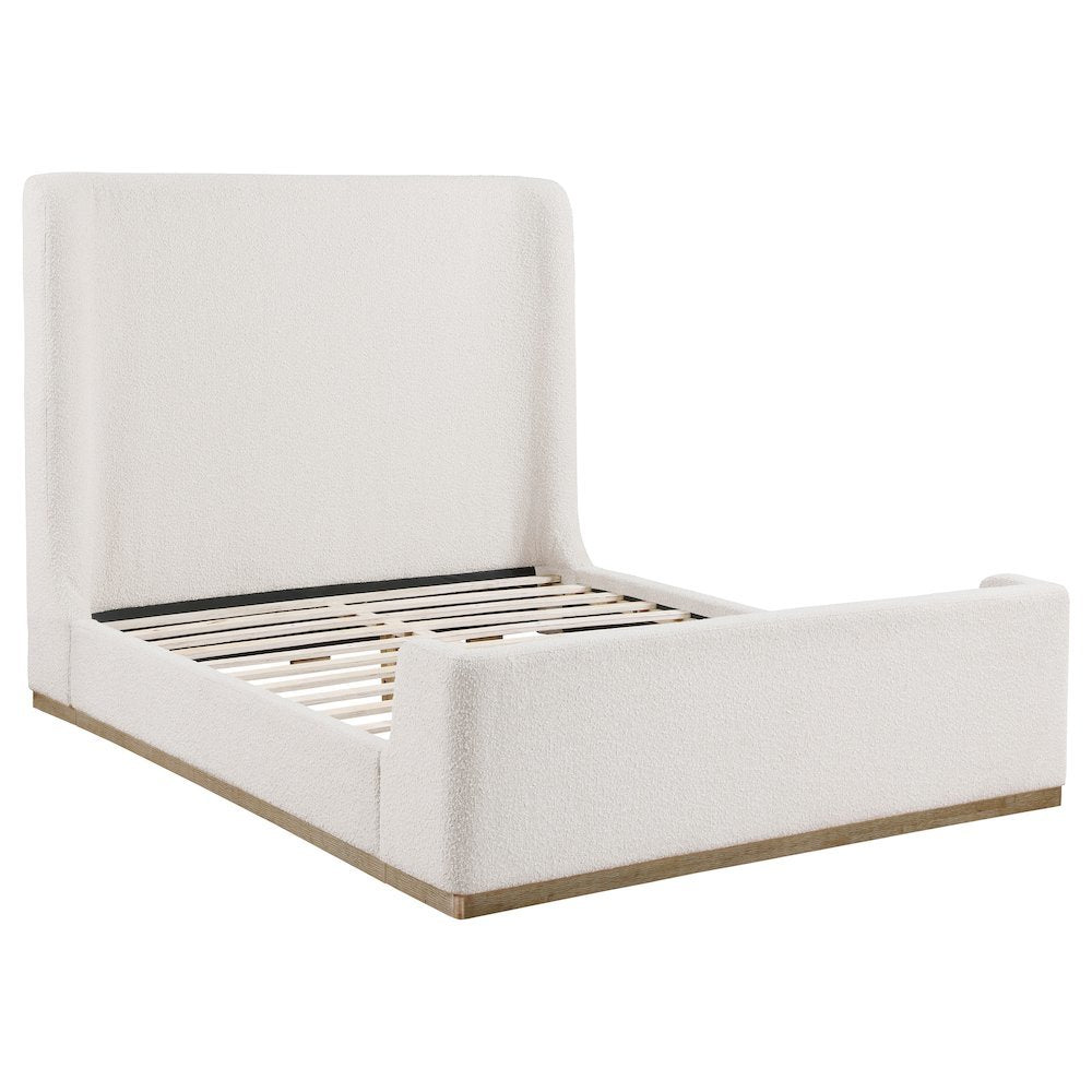 Upholstered Queen Sleigh Bed Cream