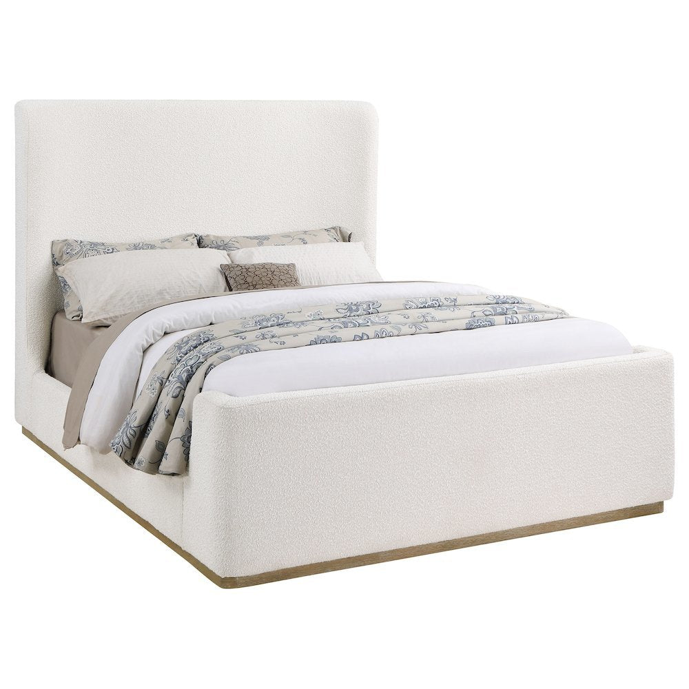 Upholstered Queen Sleigh Bed Cream