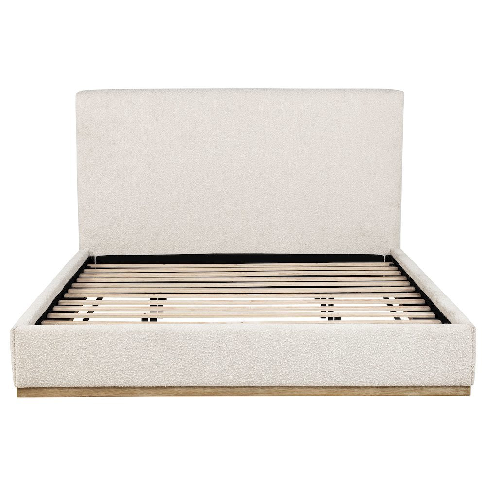 Beige King Size Upholstered Bed Frame, Elegant Upholstered Bed Frame King