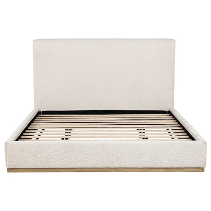 Beige King Size Upholstered Bed Frame, Elegant Upholstered Bed Frame King
