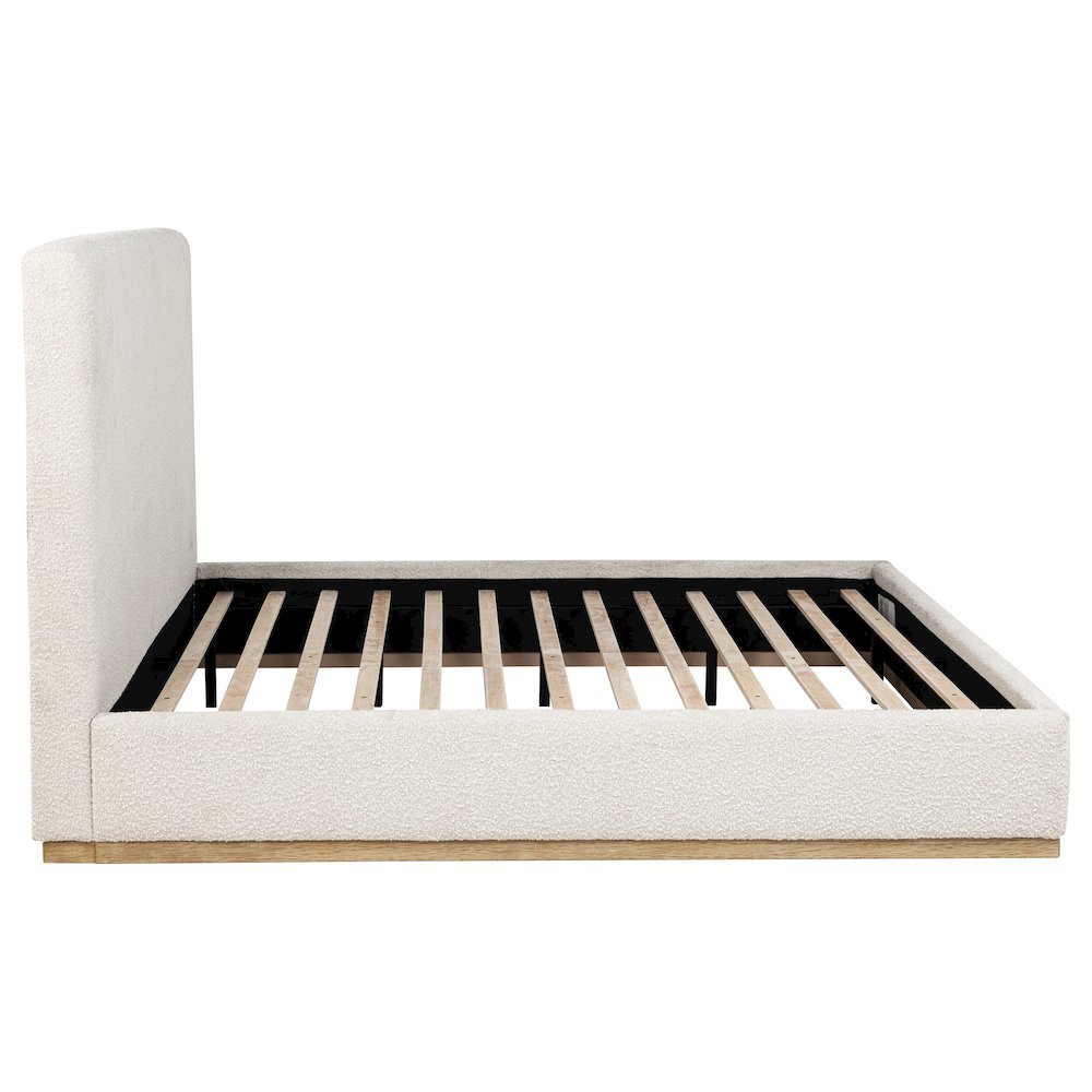 Beige King Size Upholstered Bed Frame, Elegant Upholstered Bed Frame King