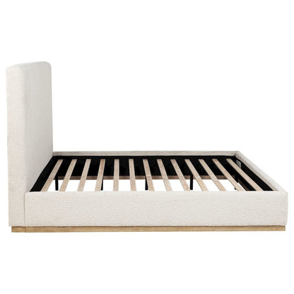 Beige King Size Upholstered Bed Frame, Elegant Upholstered Bed Frame King