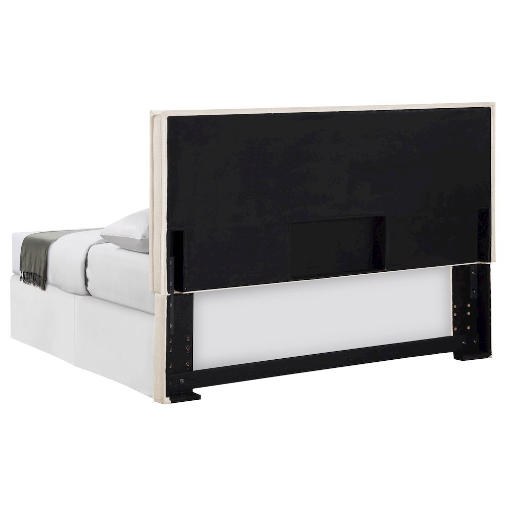 Beige Upholstered Queen – Modern Fabric Bed Headboard