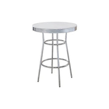 Round Bar Table with Chrome and Glossy White Finish, Bar Height Table