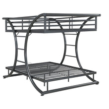 Heavy Duty Steel Bunk Bed Full Over Full Size, Built-in Ladders, Gunmetal Finish