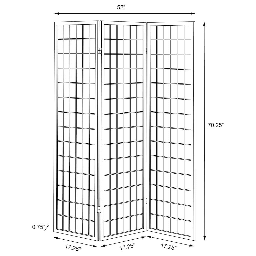 Wood Folding Shoji Screen 3-Panel, Black Finish, Privacy Partition